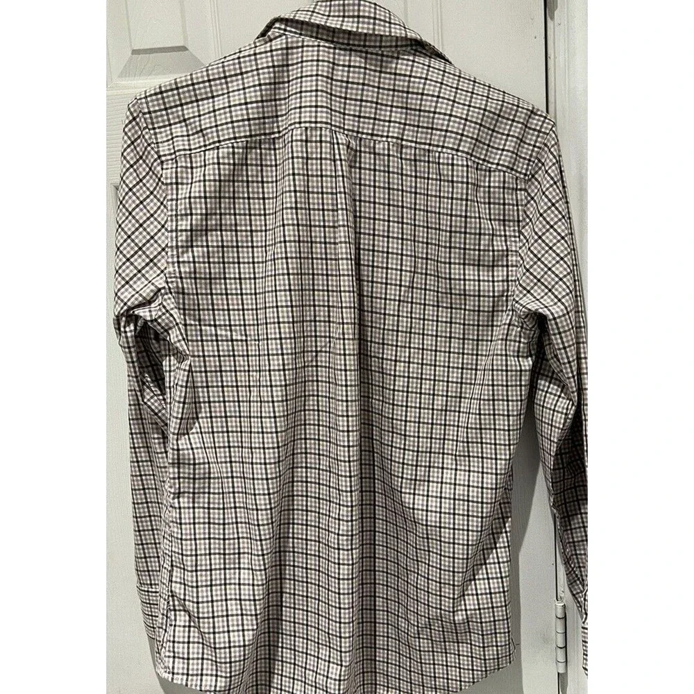 Banana Republic Mens Button Up Long Sleeved Shirt Sz XL Red Check Slim Non Iron